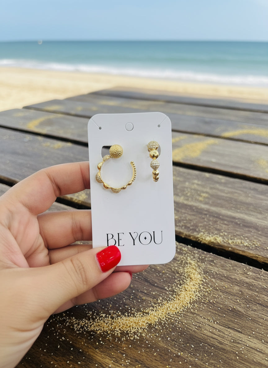 Brinco Argola Mista Cravejada – Banho Ouro 18k