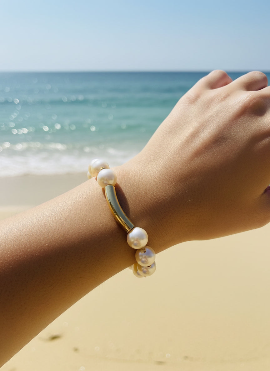 Conjunto Pérolas Glow – Colar e Pulseira (Banho Ouro 18k)