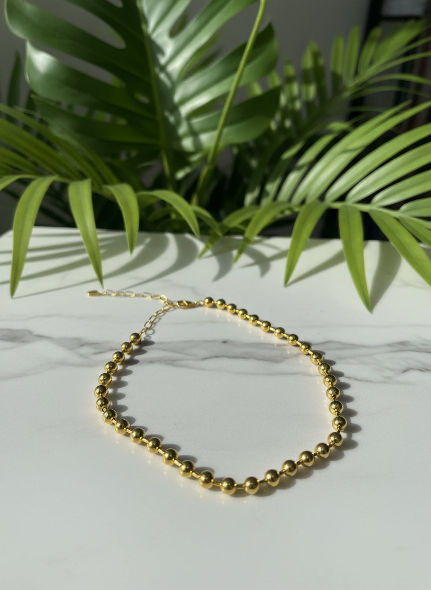 Colar Esféras Banhado a Ouro 18K