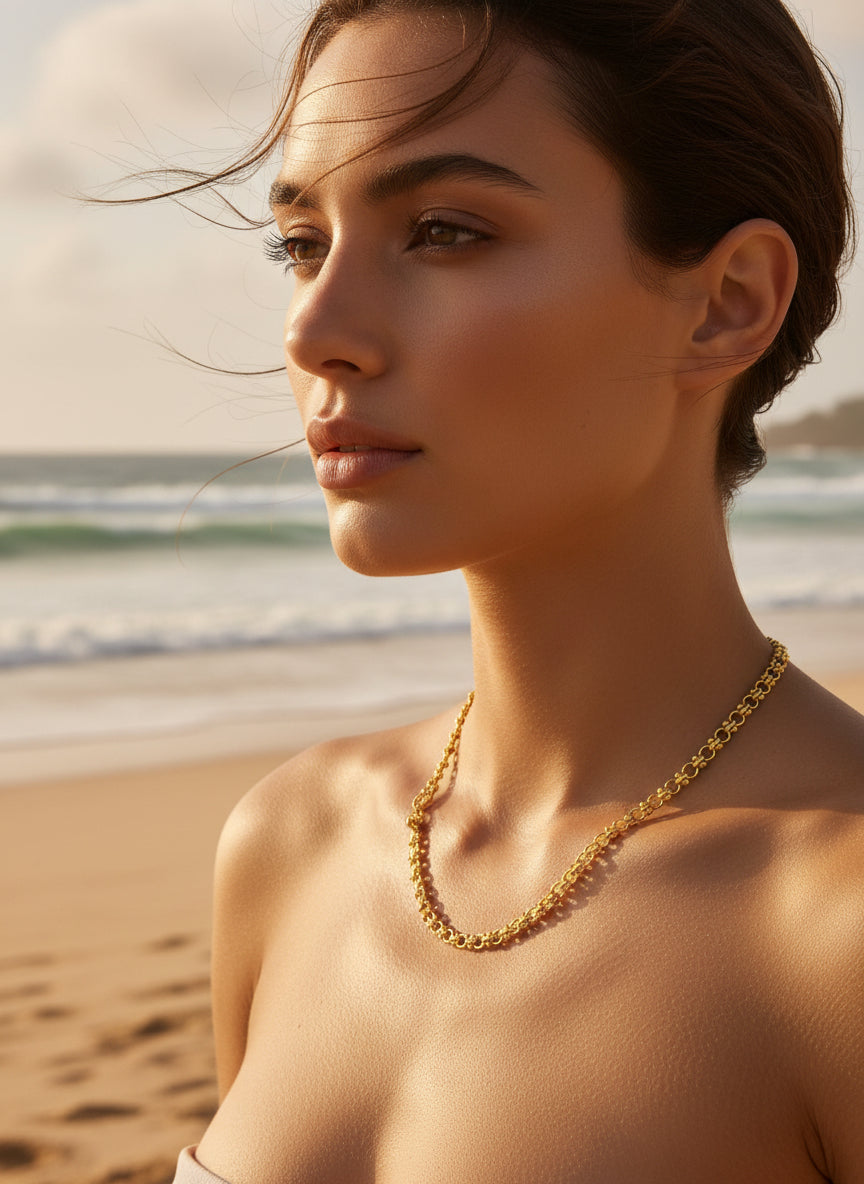 Conjunto Náutico - Colar + Pulseira Banhados a ouro 18k