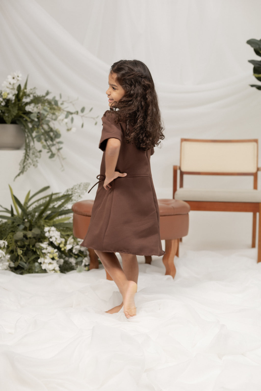 Vestido Laços Infantil Marrom