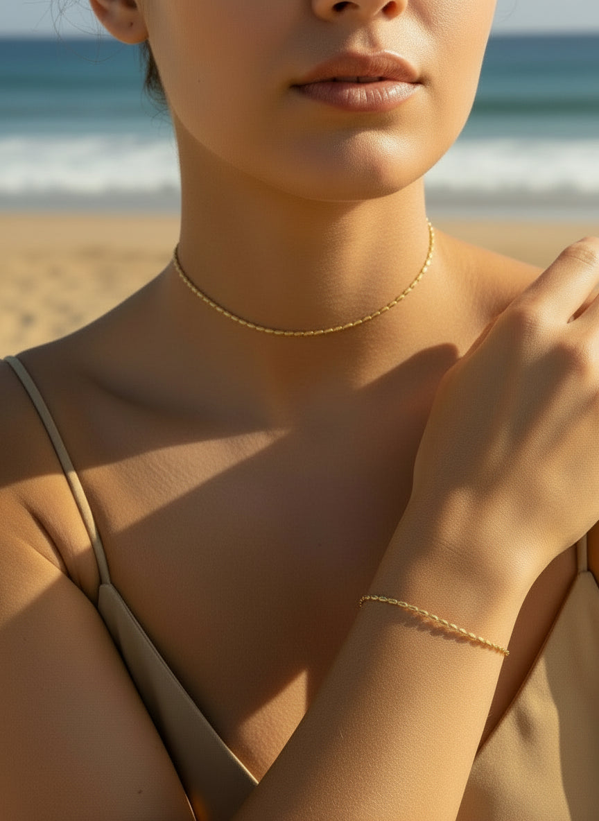 Conjunto Grão de Arroz – Choker + Pulseira