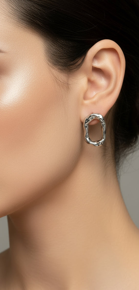 Brinco Dois em Um Banhado a Ouro 18K e Ródio Branco