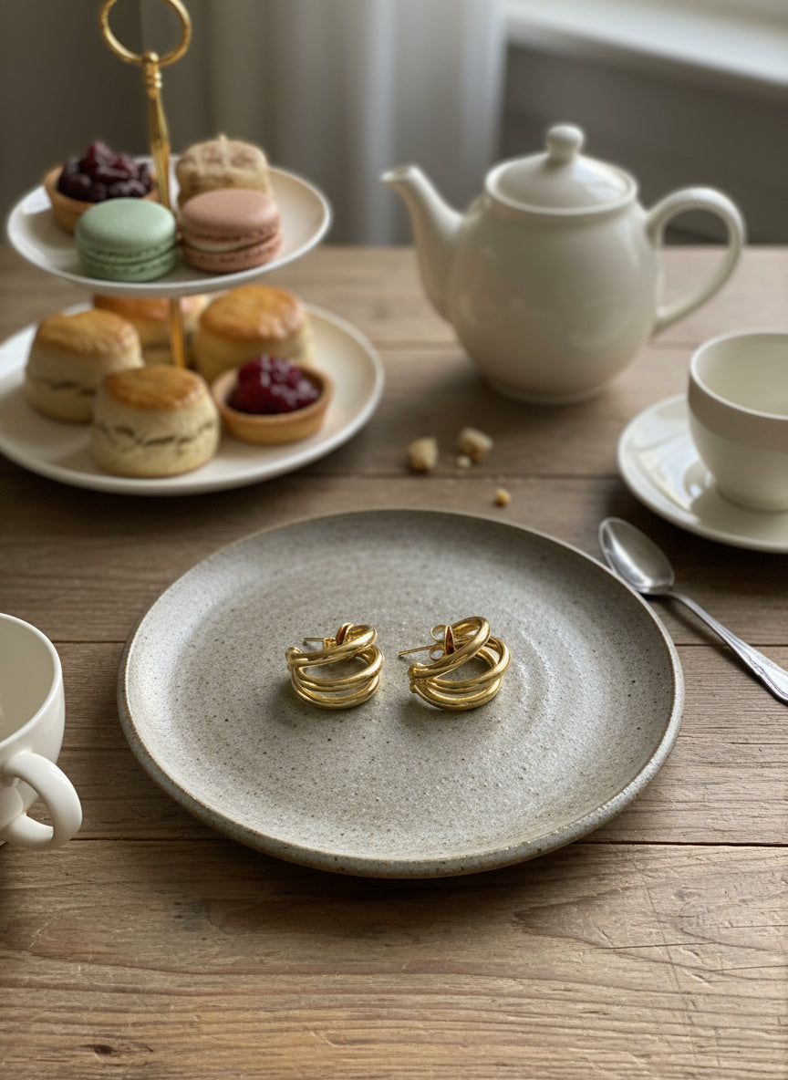 Brinco Argola Tripla Banhado a Ouro 18K