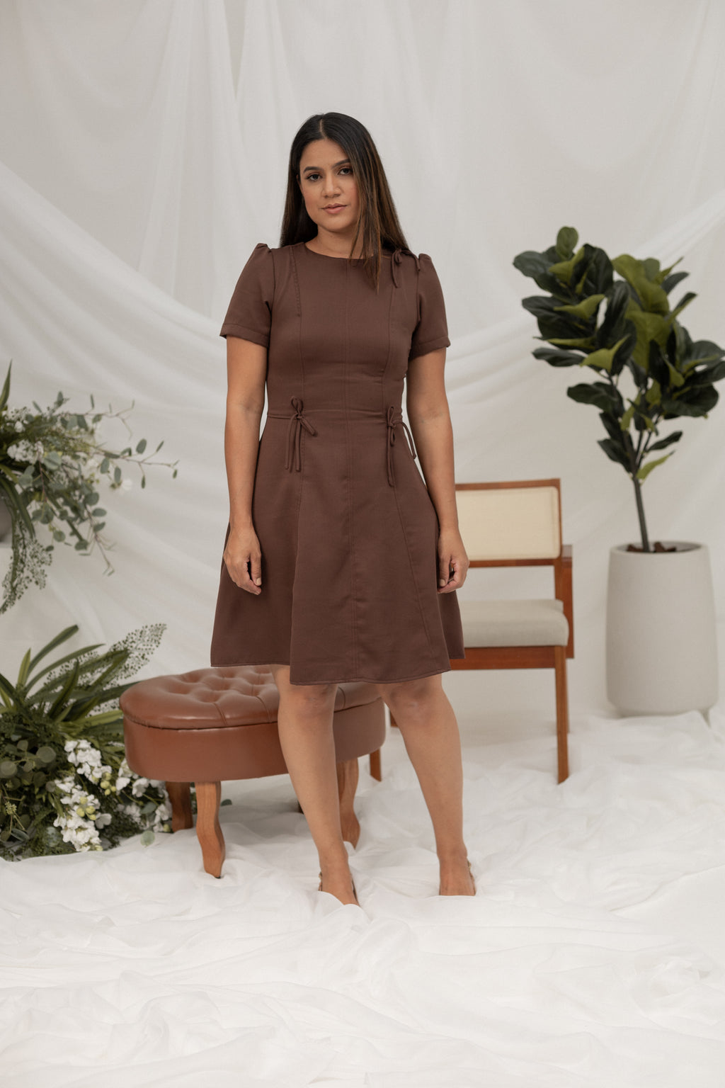 Vestido Laços Marrom Adulto