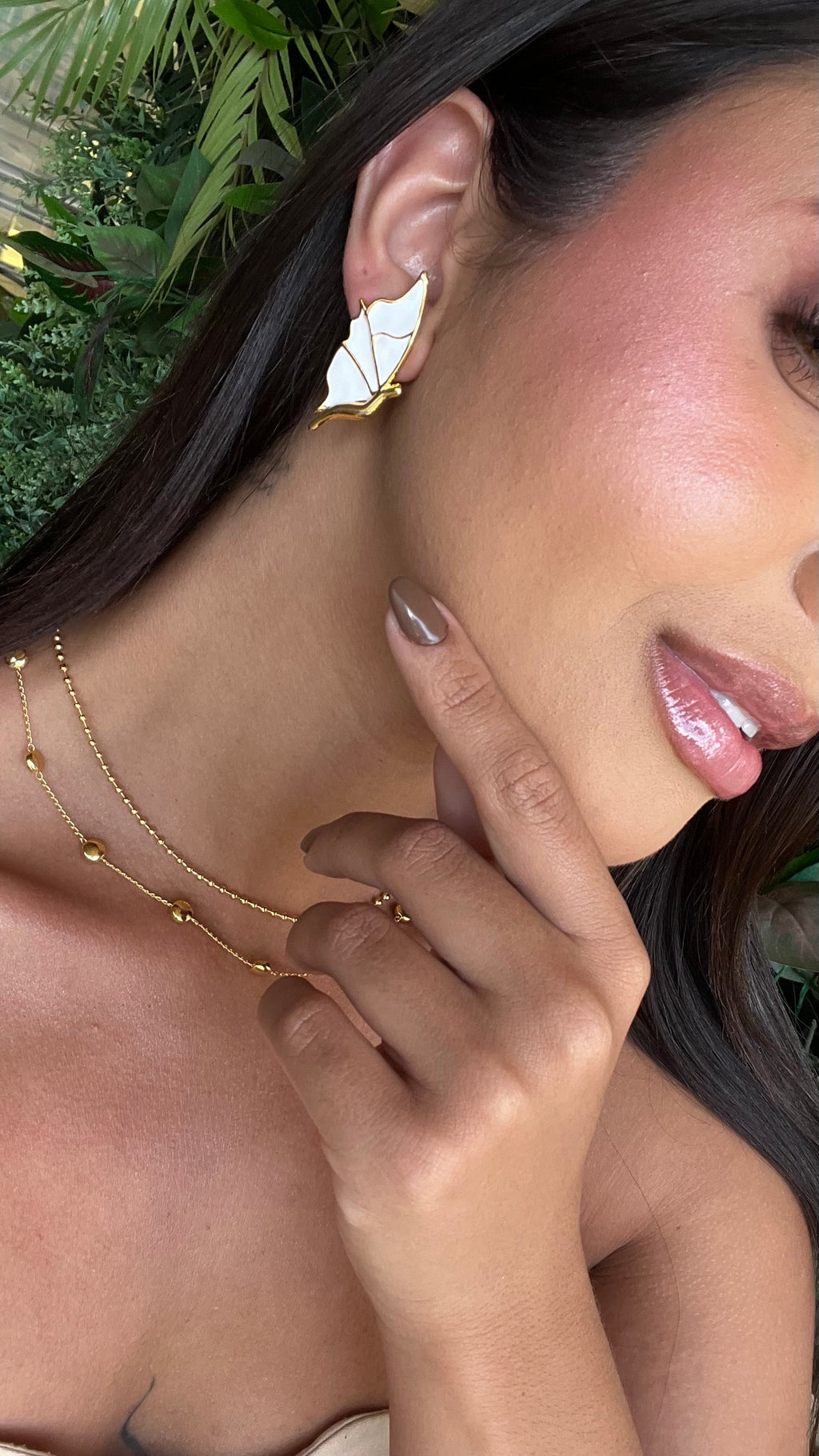 Brinco Borboleta Esmaltado Banhado a Ouro 18k