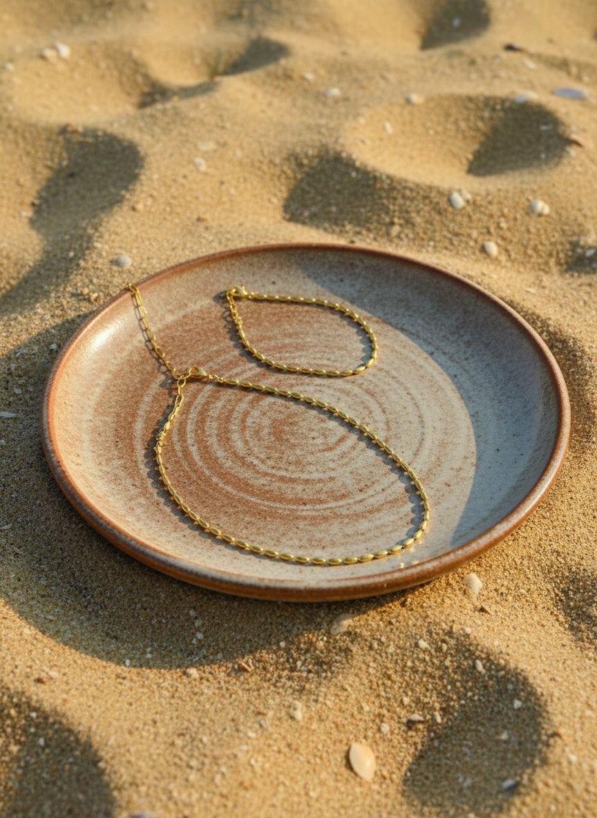 Conjunto Grão de Arroz – Choker + Pulseira